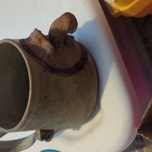 Goofy face stoneware mug